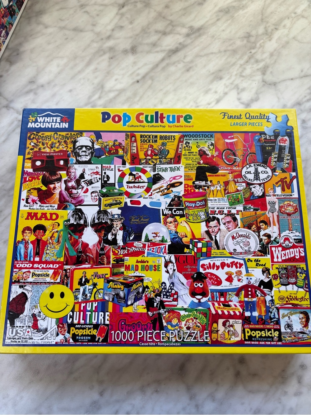 White Mountain Pop Culture 1000-Piece Puzzle - Bright Yellow, Red, Blue Accents